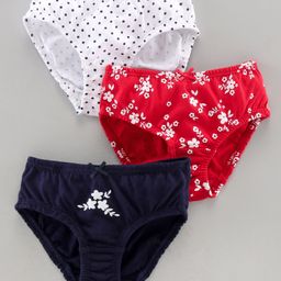 Babyoye Biowash Cotton Printed Panties Pack of 3 - White Red Blue-image-34