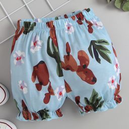 Kookie Kids Knee Length Shorts Floral Print - Blue-image-98