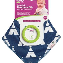 Beebaby Super Soft Bandana Bib with Snap On Teether - Dark Blue-39