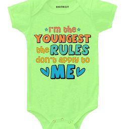 KNITROOT Youngest Rules Print Half Sleeves Onesie - Green-image-79