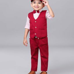 Robo Fry Full Sleeves Party Suit with Cap Solid Color - Maroon-image-15