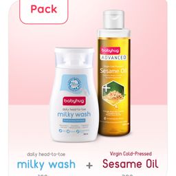 Babyhug Advanced Cold Pressed Extra Virgin Sesame oil 200 ml & Babyhug Daily Head To Toe Milky Wash - 100 ml-image-88