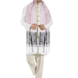 Manra Men Printed Silk Stole with Fringed Border-picture-33