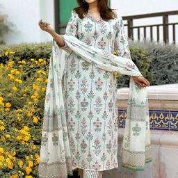 Moda Rapido Women Ethnic Motifs Printed Regular Kurta with Trousers & With Dupatta image 3