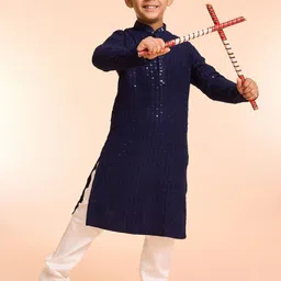 Manyavar Boys Floral Embroidered Kurta with Pyjama-image-56