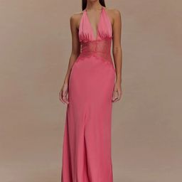 StyleCast x Revolte Women Solid Halter Neck Georgette Maxi Dress-picture-17