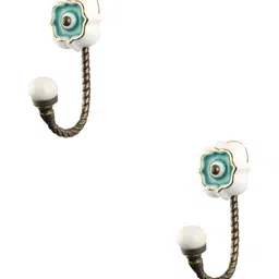IndianShelf Sea Green 2 Pieces Ceramic Solid Hangers for Clothes Wall Mounted Key Hooks-image-27