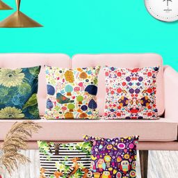 ArtzFolio Multicoloured Set of 5 Square Cushion Covers-image-96