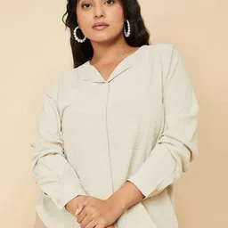 max Textured Cuffed Sleeves Shirt Style Top-image-44
