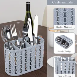 Kuber Industries Grey Pack of 4 Self Design Stationery Organizer With 3 Compartments image 5