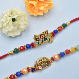 MEIRA JEWELLERY 4 Pcs Mauli Thread Rakhi with Roli Chawal & Greeting Card-image-54