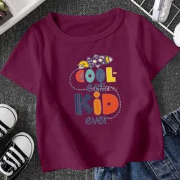 FIONAA TRENDZ Kids-Unisex Maroon Cotton Tshirts-picture-13