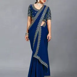 Florence Sequin Embroidered Maheshwari Saree-image-47