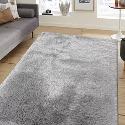 OBSESSIONS Grey Solid Anti-Skid Polyester Carpet-49