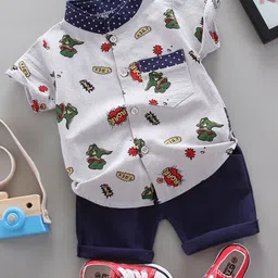 YK Infant Boys Printed Shirt Collar Neck Shirt With Shorts Clothing Set-picture-15