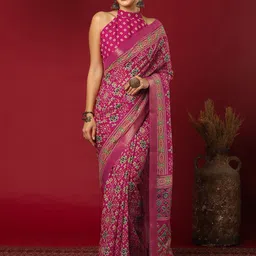 KALINI Ethnic Motifs Pure Georgette Patola Saree-image-45