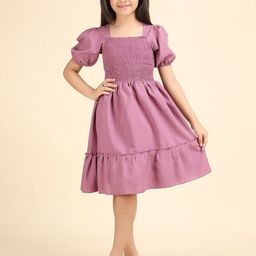 DEKLOOK Puff Sleeve Crepe Formal Fit & Flare Dress-image-50