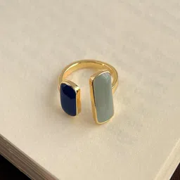 AQUASTREET Gold Plated Enamel Square & Rectangle Open Ring image 2
