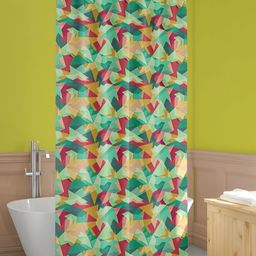 ArtzFolio Green & Red Geometric Printed Waterproof Shower Curtain-9