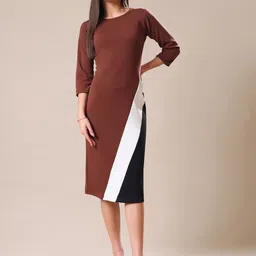 MILOST Women Round Neck Sheath Knee Length Dress-picture-47