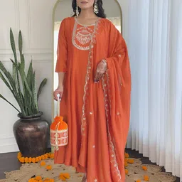 SHREE KHODAL FASHION Women Ethnic Motifs Embroidered Kurta with Trousers & With Dupatta-picture-2