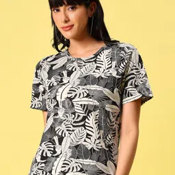 V-Mart Floral Printed Round Neck Regular Fit T-shirt-image-26