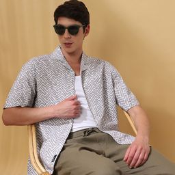 Dennis Lingo Men Cuban Collar Abstract Printed Cotton Casual Shirt-image-32