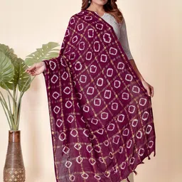 EBADAT Printed Magenta Cotton Dupatta-14