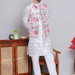 Jompers Floral Printed Regular Straight Kurta with Churidar-image-37