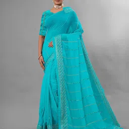 NANDKASHI Embellished Sequinned Poly Georgette Saree-picture-3