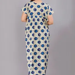 AAKARSHANA CREATION Blue Pure Cotton Maxi Printed Nightdress-picture-19