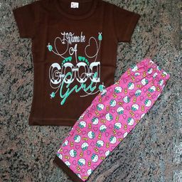NewLadiesZone Girls Printed T-shirt with Capris-image-8