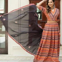 DIVASTRI Printed Semi-Stitched Lehenga & Unstitched Blouse With Dupatta-picture-19