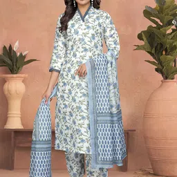 Ekta Textiles Women Paisley Printed Regular Thread Work Kurta with Pyjamas & With Dupatta-picture-13
