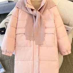 Alamode By Akanksha Peach Warsaw Warm Long Parka Jacket-image-11