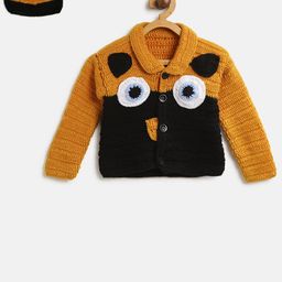 CHUTPUT Unisex Kids Quirky Woollen Cardigan with Embroidered Detail-53