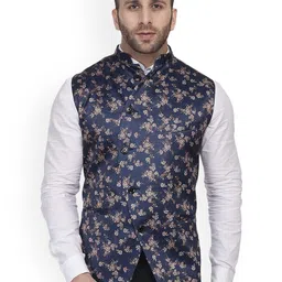 VEERA PARIDHAAN Printed Mandarin Collar Nehru Jackets-image-48