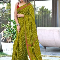Moda Rapido Colourblocked Pure Cotton Designer Block Print Saree-picture-8