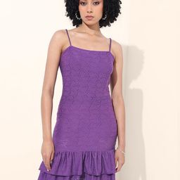 Freehand by The Indian Garage Co Self Design Shoulder Straps Sheath Mini Dress-picture-16