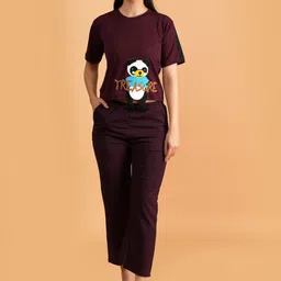 BAESD Printed Round Neck T-shirt With Trousers-image-85