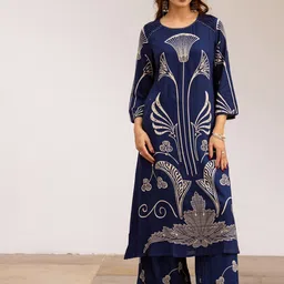 Nehamta Floral Printed Beads & Stones Straight Kurta With Palazzos-picture-40