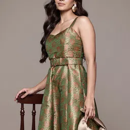 aarke Ritu Kumar Tarang Festive Brocade Floral Self-Design Fit & Flare Maxi Dress-picture-37
