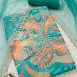 Soch Printed Organza Unstitched Dress Material-17