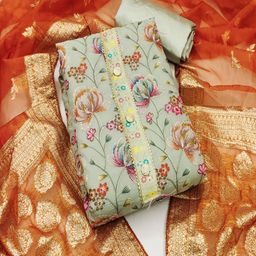 ASISA Embroidered Organza Unstitched Dress Material-image-96