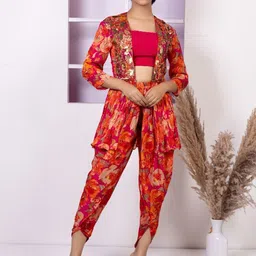 DESIGN BYSG PrintedTop & Dhoti Pant With Shrug Co-Ords-picture-14