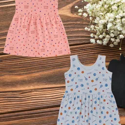 FASHION GRAB Girls Pack Of 2 Cotton Floral Printed Fit & Flare Dress-picture-17