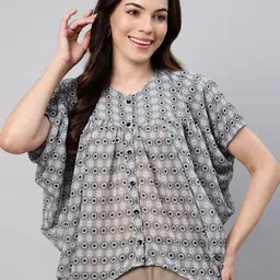FLAMBOYANT Women Print Short Sleeves Empire Top-picture-32
