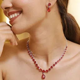 Rubans Rhodium Plated Stones Studded Jewellery Set-34
