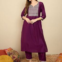 Anouk Women Yoke Design Regular Kurta with Trousers-image-98
