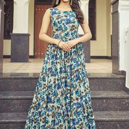 Chandbaali Bandhani Floral Printed Fit & Flare Ethnic Dress-picture-26